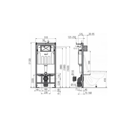 Комплект CREAVIT Унитаз подвесной TP325.00100 + Сиденье CREAVIT AMASRA ULTIMA KC3131.00 + Инсталляция с белой кнопкой AlcaPlast AM101/1120-3:1 RU M70-0001 интернет магазин сантехники BATHPOINT